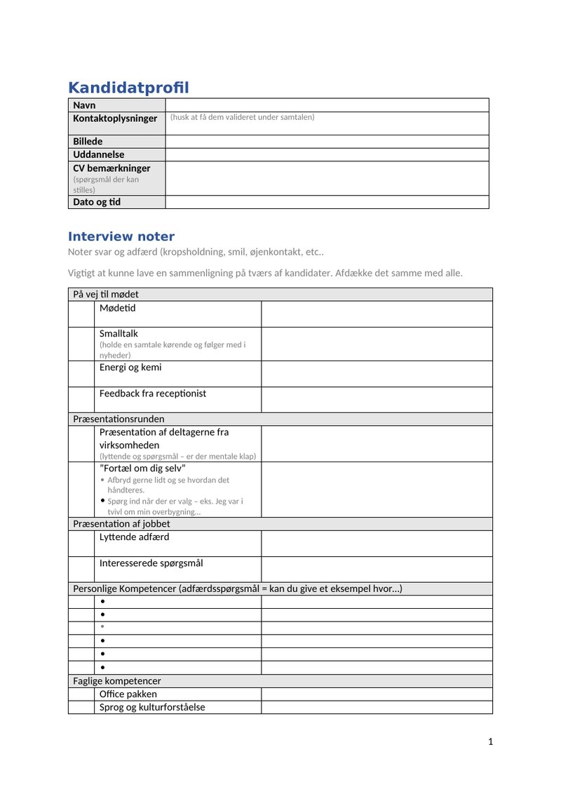 Uddrag af kandidatprofil-interviewguiden